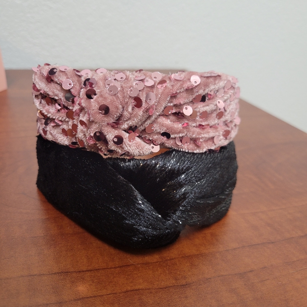 Icing Headbands Set Of 2 Pink And Black NWT